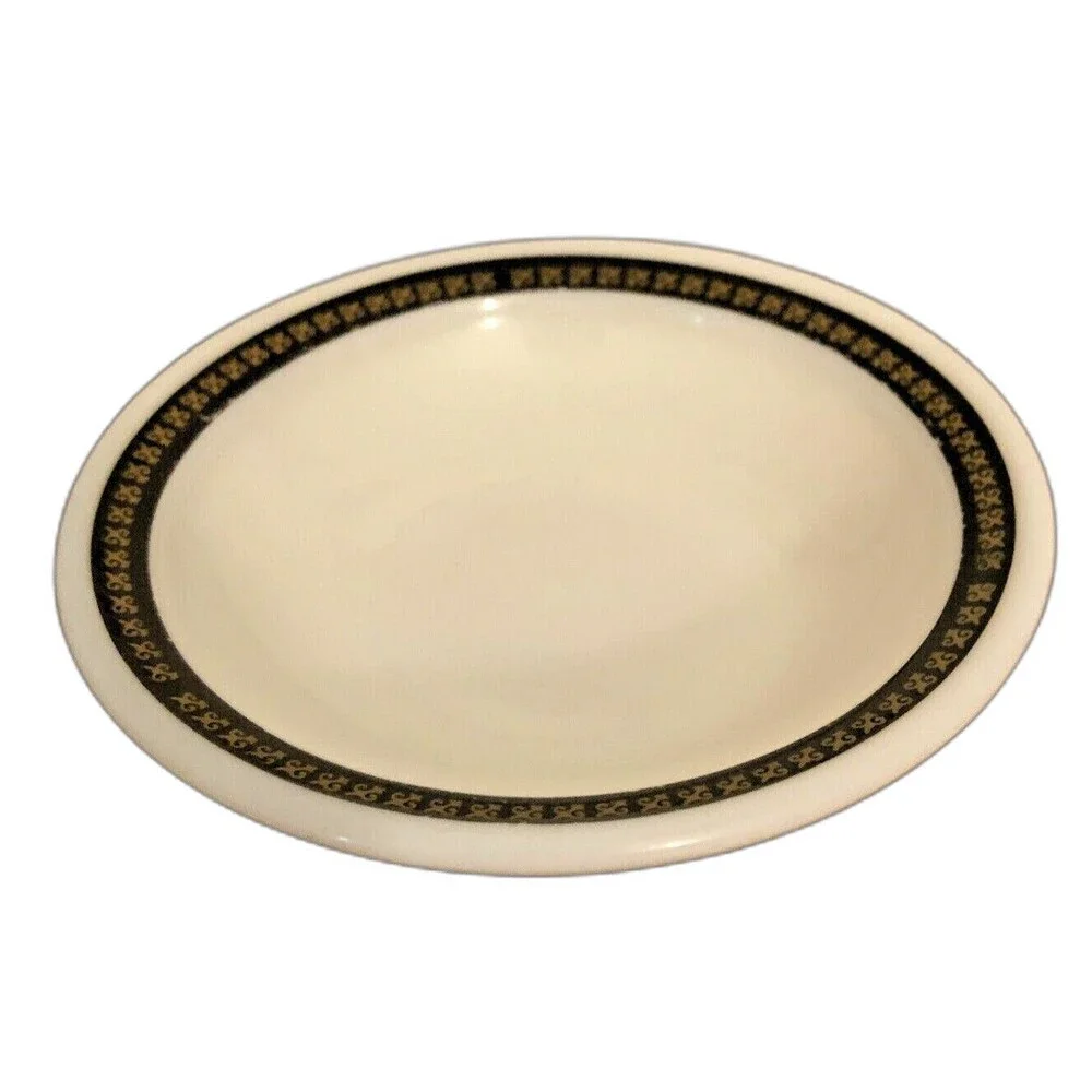Vintage Pyrex Fleur de Lis Berry Bowl Ebony & Gold Gothic Tableware